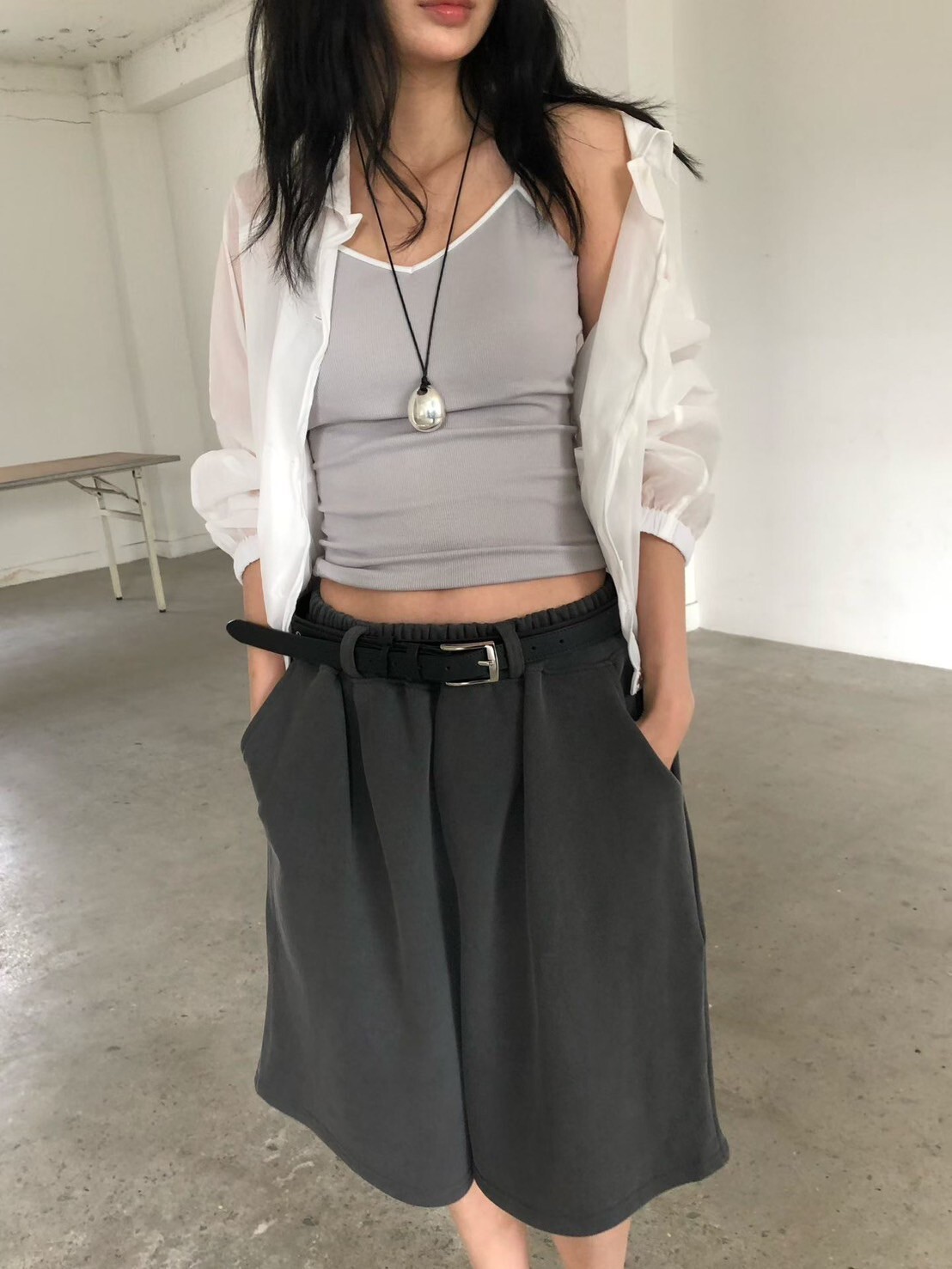 配色滾邊細肩帶V領長版背心BraTop / 3色