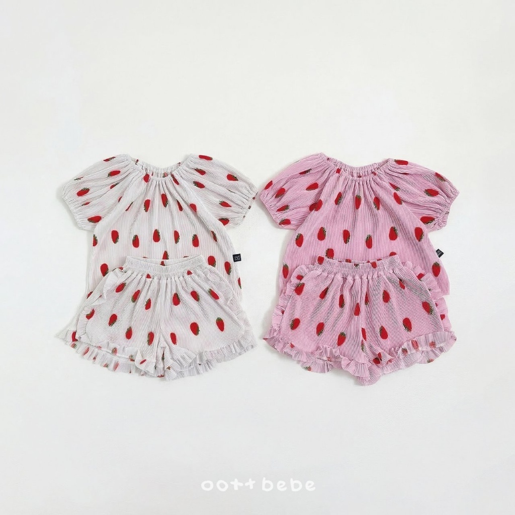 韓國🇰🇷OOTTBEBE 甜莓百褶套裝(XS-XL)
