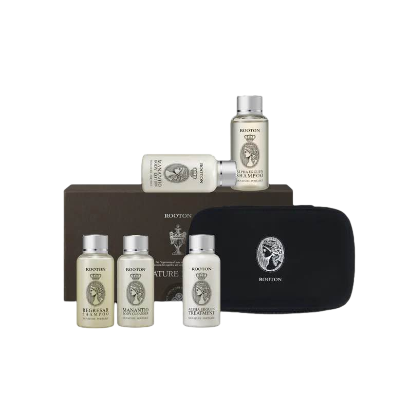 【ROOTON】淨旅者旅行組 (甦活植萃洗髮精60ml/甦活植萃護髮素60ml/喚活海藻洗髮精60ml/淨粹植潤沐浴膠60ml/淨粹植潤身體乳60ml)(效期：2027.09)  .