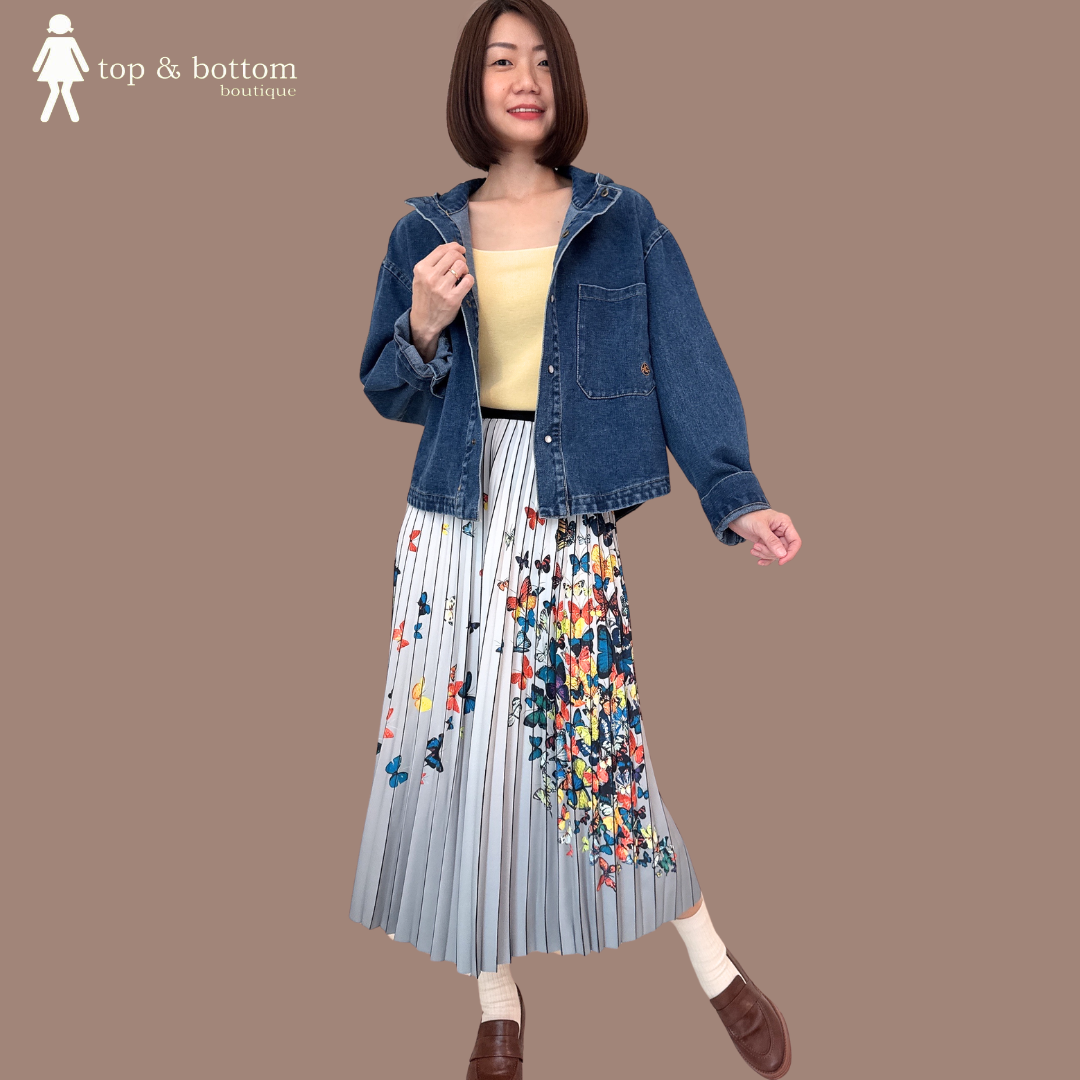 LONG SLEEVE DENIM HOODY BUTTON BLOUSE