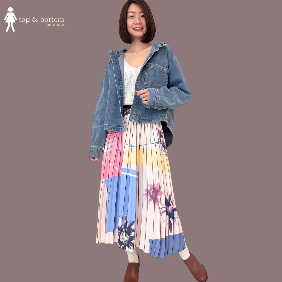 LONG SLEEVE DENIM HOODY BUTTON BLOUSE