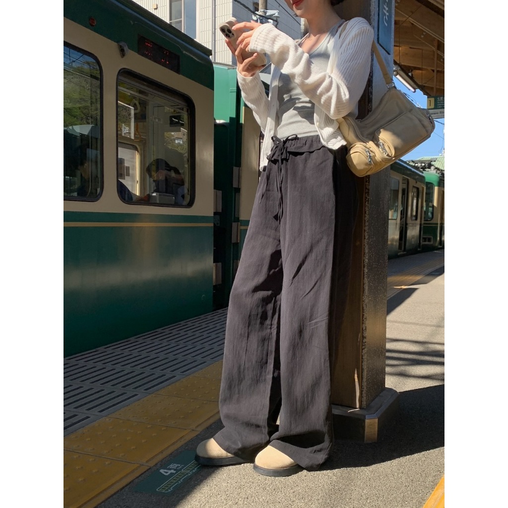 【imfine】花苞褲頭棉麻寬褲 #A3108