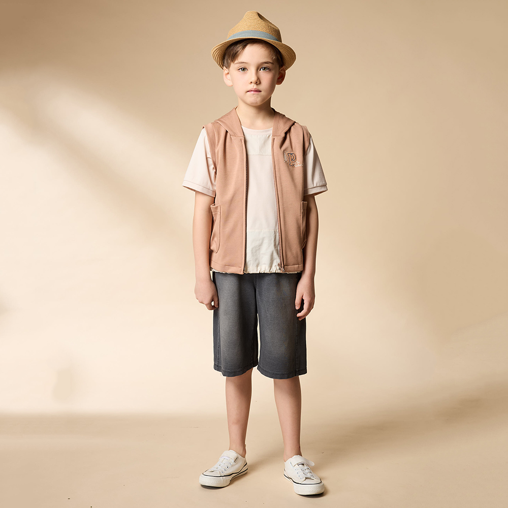 PIPPY 帥氣仿牛仔6分短褲  灰