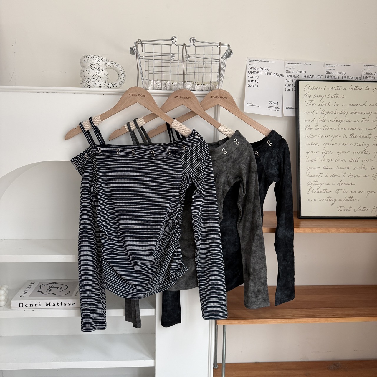 6611率性洞洞斜肩一字領上衣(R)