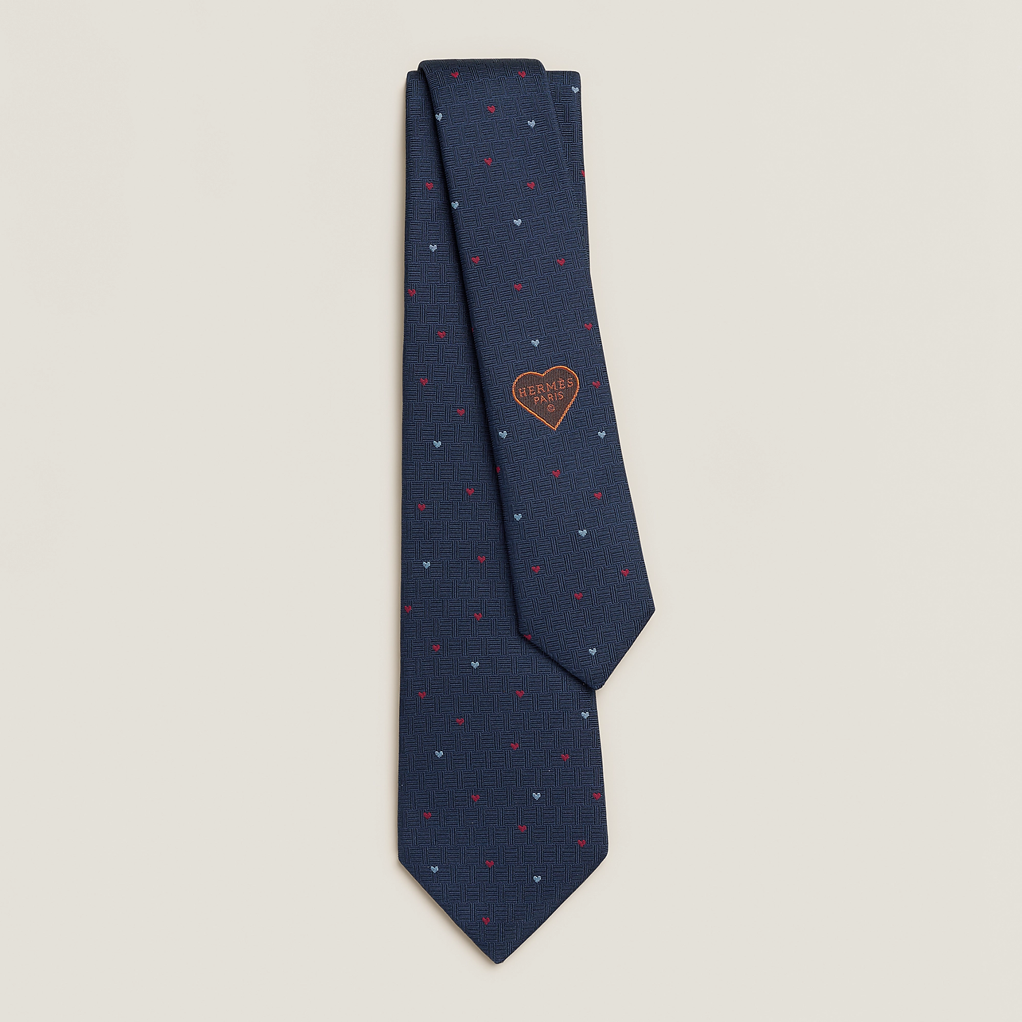 HERMES Hearts tie marine / rouge / ciel NO.60 領帶