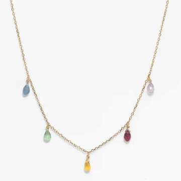 1YA0326-349 [YAY PARIS] Sofia Necklace 18K Gold Multicolored Sapphire #510ppsfJ117 (EU)