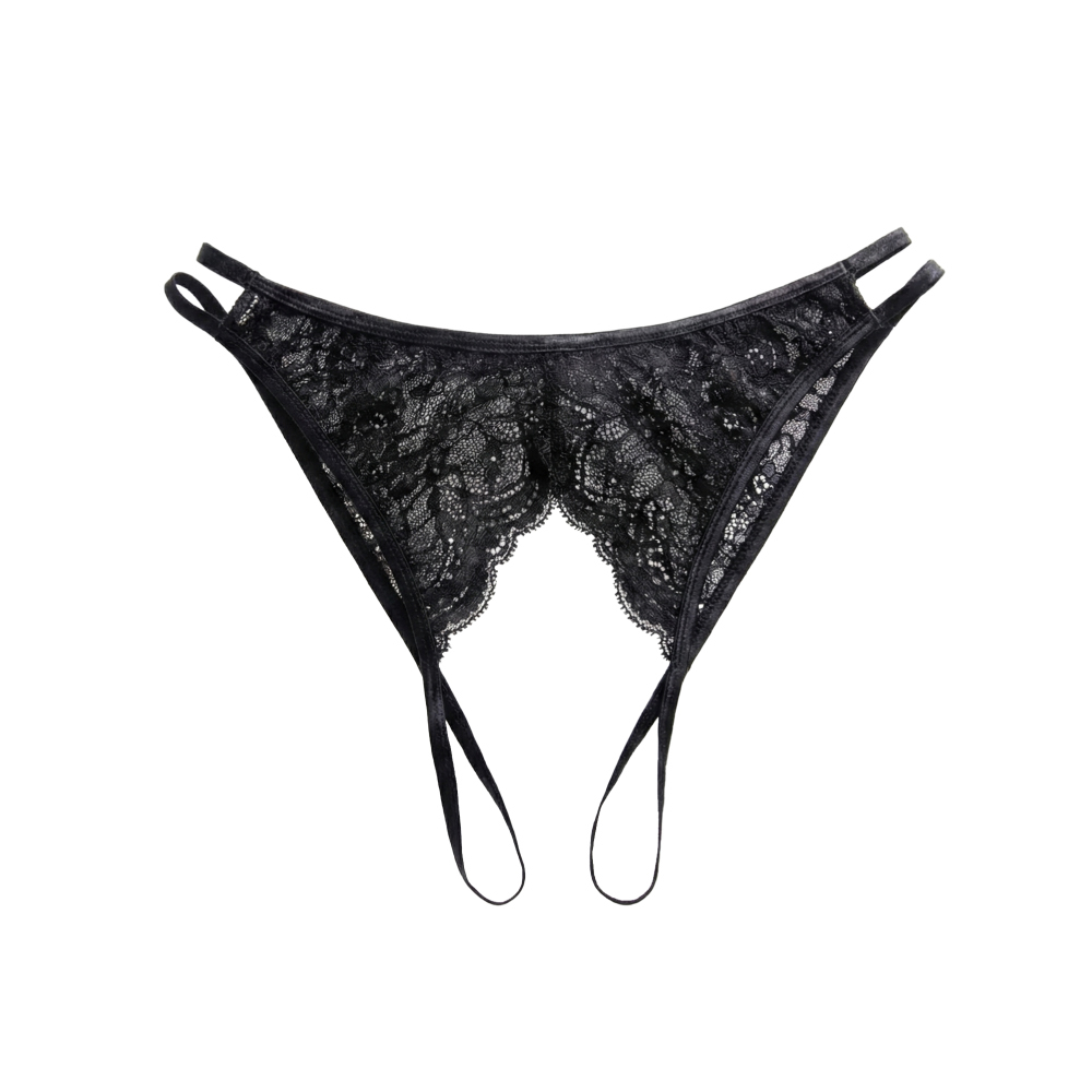 【Moonlight Beauty】Low-rise Open Crotch Panties (Black)
