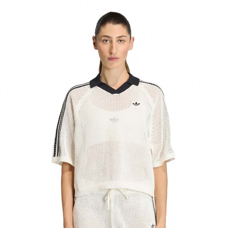 ADIDAS CROCHET POLO衫 三線 短袖 白色 女款 KC6490 [台灣現貨]