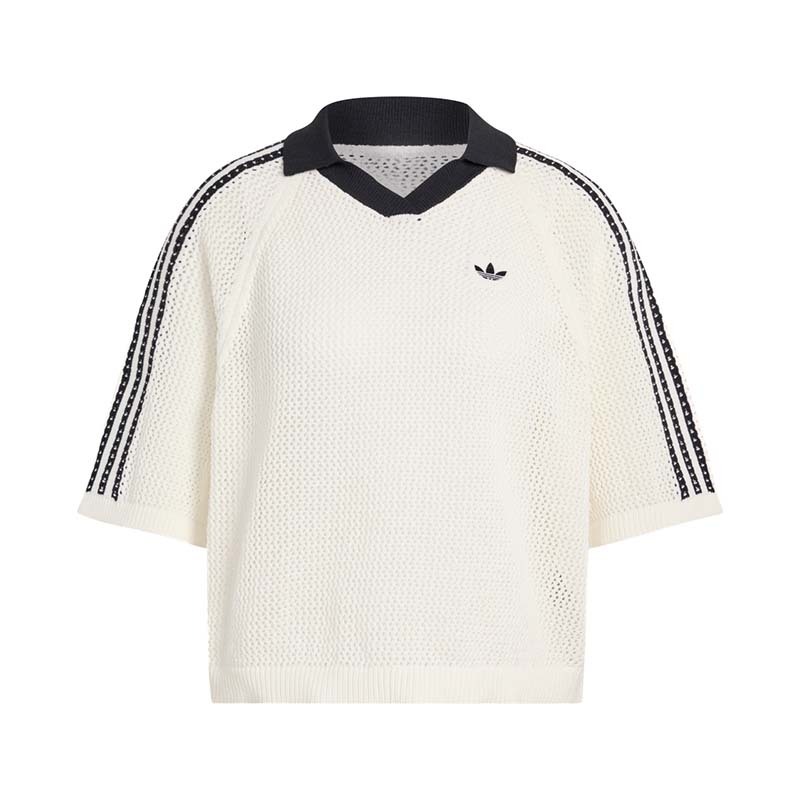 ADIDAS CROCHET POLO衫 三線 短袖 白色 女款 KC6490 [台灣現貨]