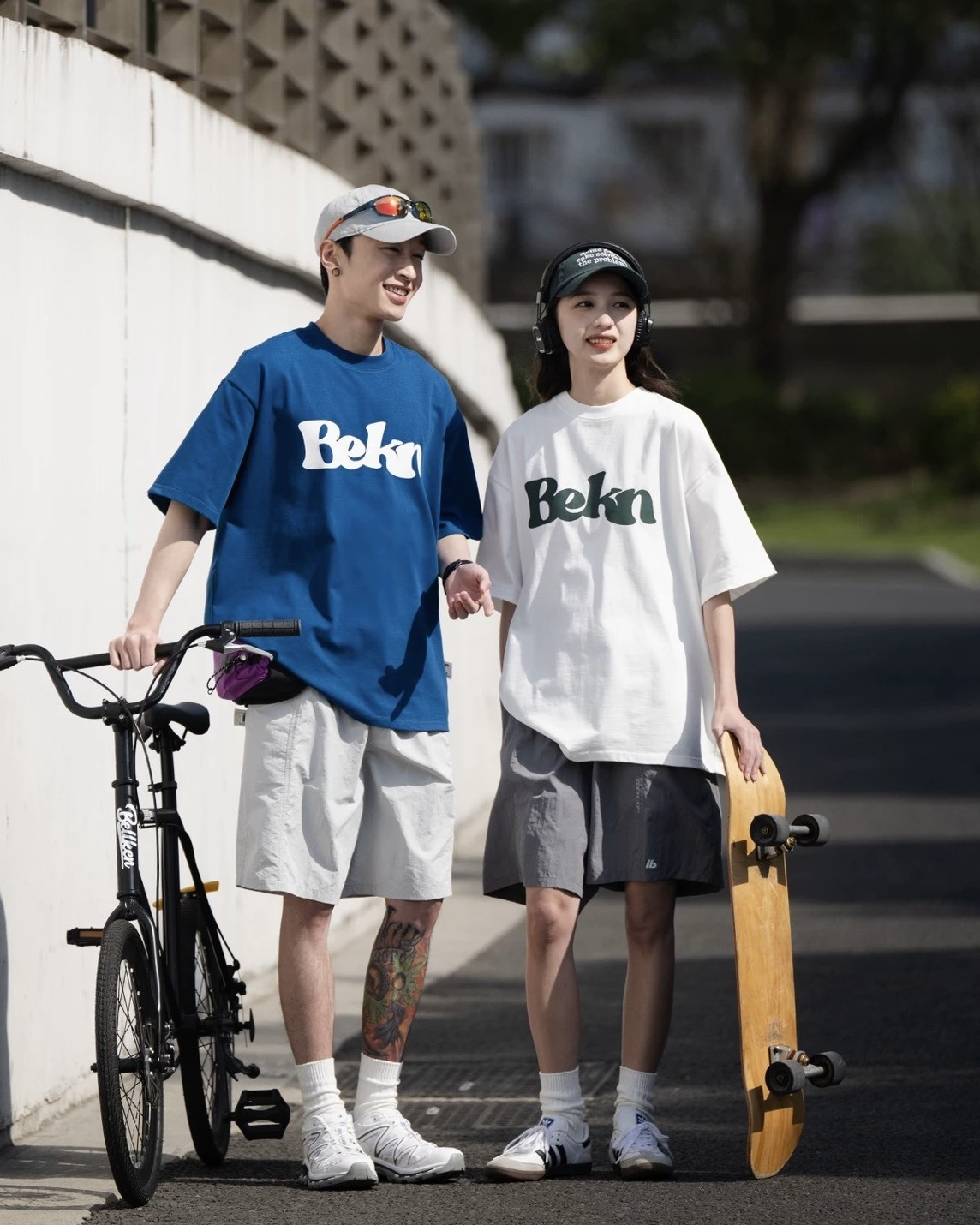 #預購 BELLKENIDEA 簡約印花 純色純棉300g重磅 圓領寬鬆短踢 三色