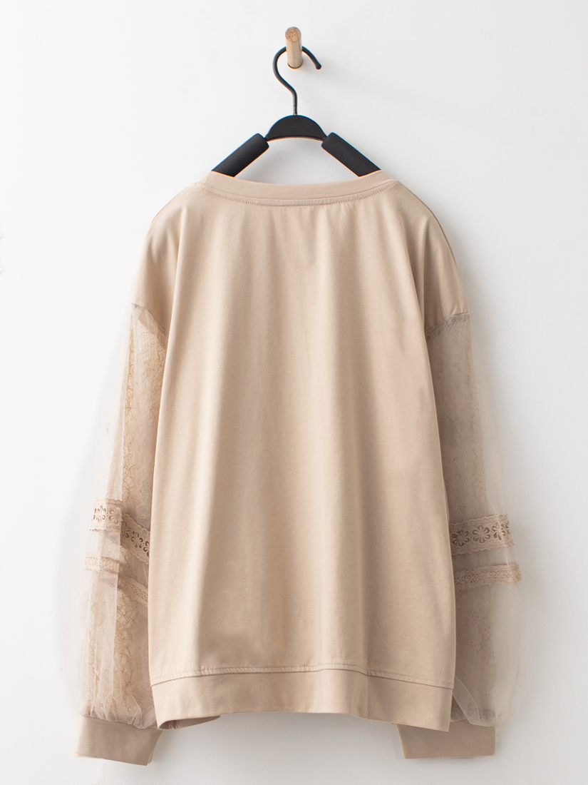 日系浪漫雙層蕾絲拼接貼布繡上衣