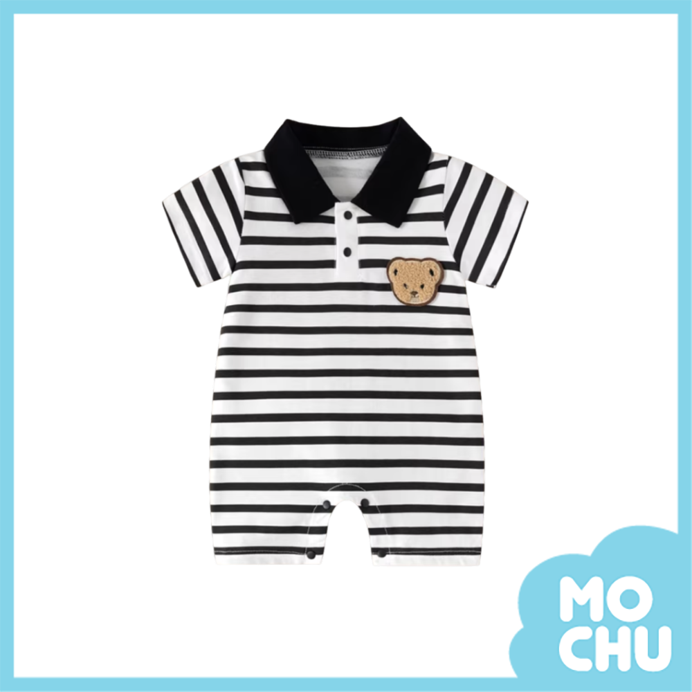 條紋小熊紳士短袖連身衣