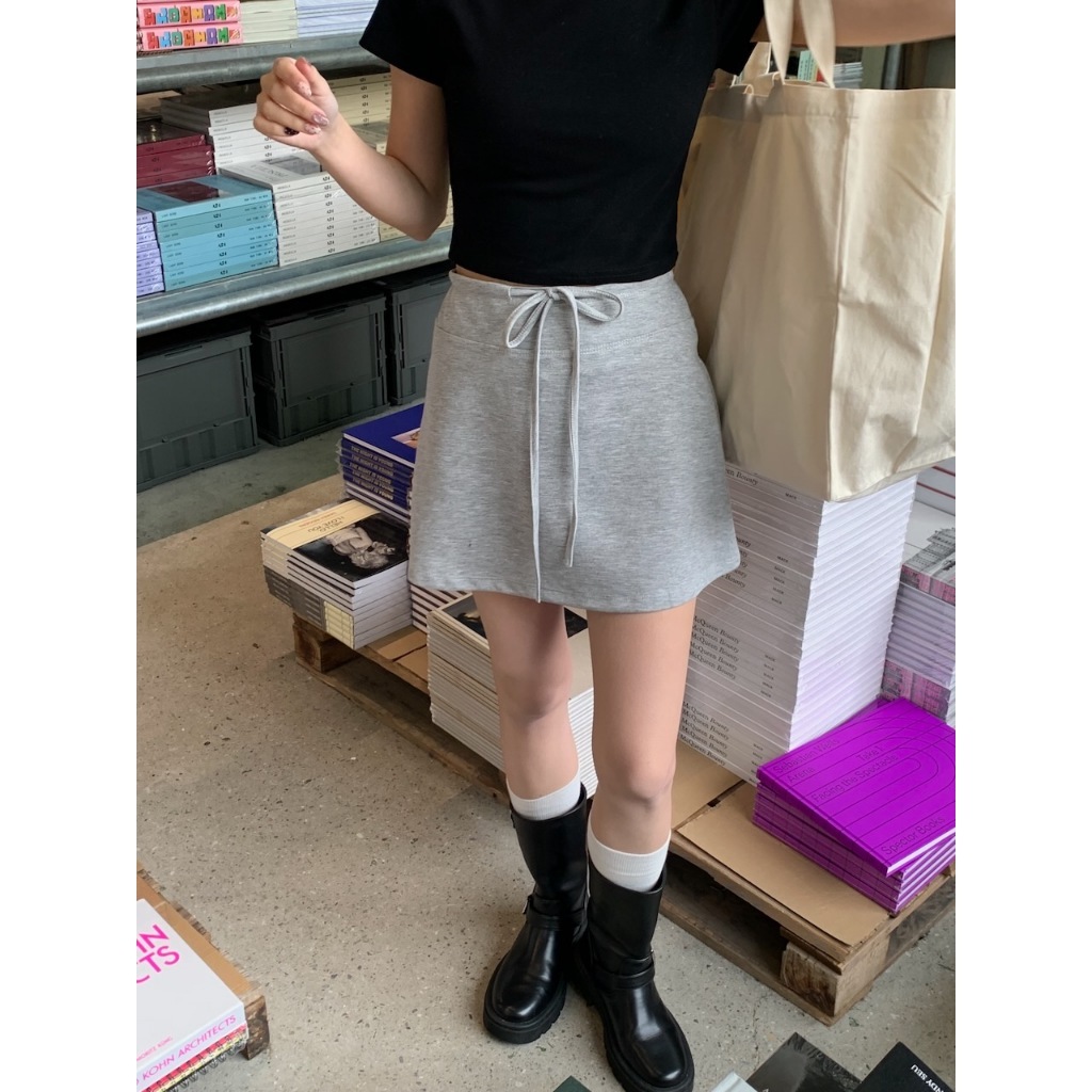 【imfine】高腰抽繩A字棉短裙 #4532