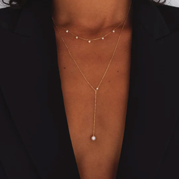 1YA0326-354 [YAY PARIS] Vice-Versa Necklace 750‰ Gold Cultured Pearl #540crenJ01 (EU)