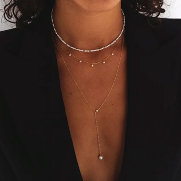 1YA0326-354 [YAY PARIS] Vice-Versa Necklace 750‰ Gold Cultured Pearl #540crenJ01 (EU)