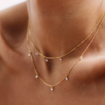 1YA0326-355 [YAY PARIS] Sofia Long Tassel Necklace 18K Gold With White Diamond #520ppsfJ54 (EU)