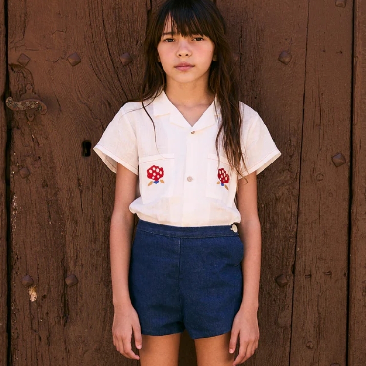 BIRINIT PETIT 側釦牛仔短褲 Denim shorts girl