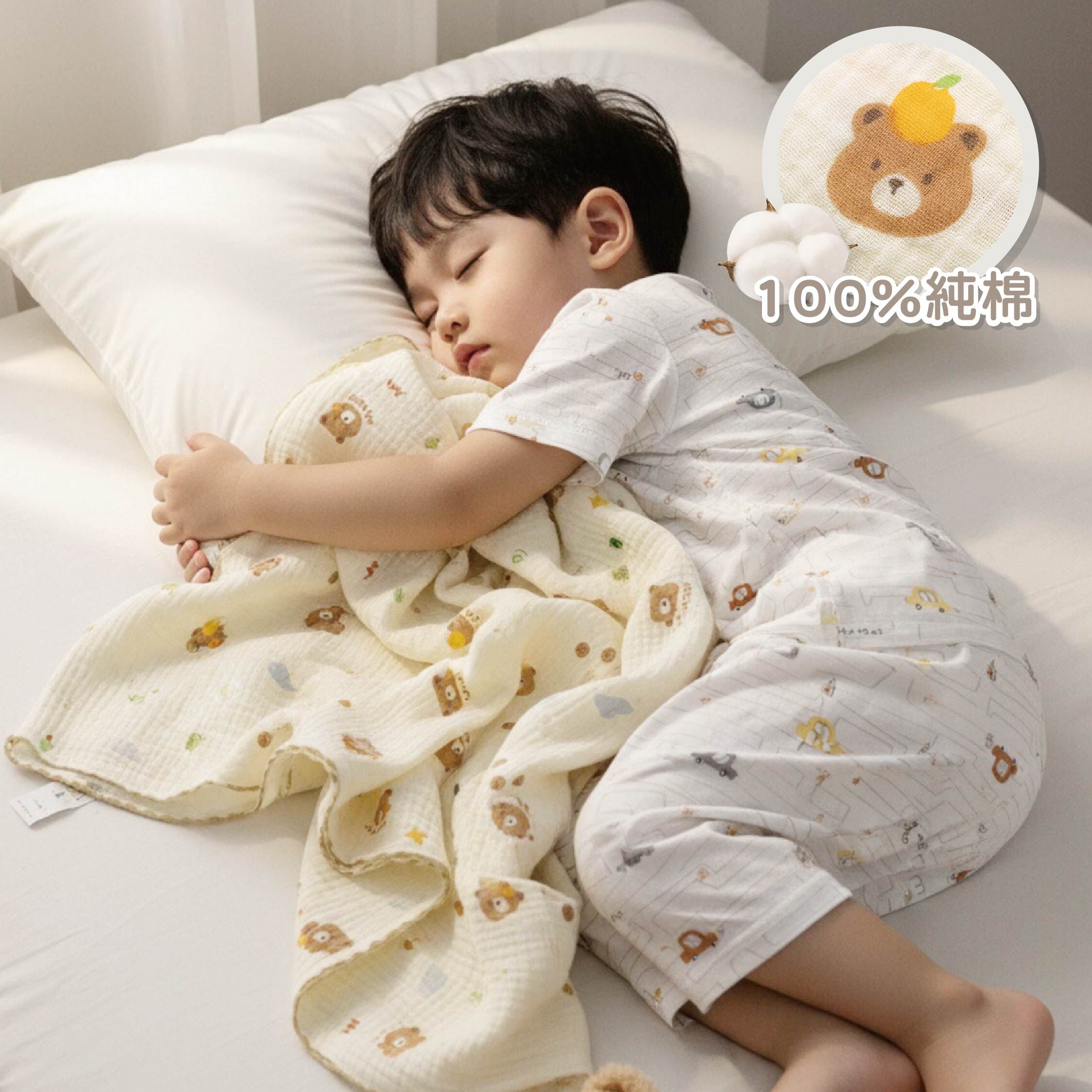 【JB0457】MIT捷比小熊純棉泡泡紗雙面蓋被