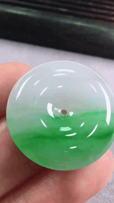 316316 翡翠冰飄陽綠平安扣 (26mm直徑)