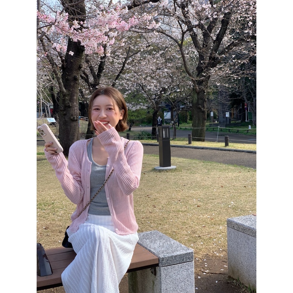 【imfine】櫻花星冰樂 開釦薄針織罩衫 #7647