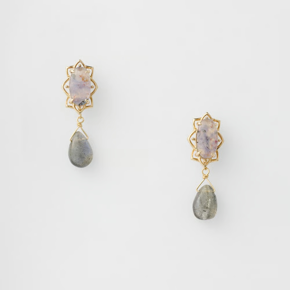 [連線優惠] agete K10 拉長石耳環吊飾