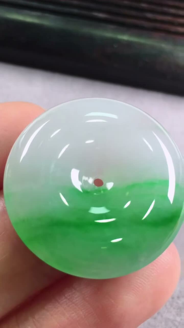 翡翠冰飄陽綠平安扣 (26mm直徑),天然翡翠A玉, 緬甸玉, Jade, Jadeite