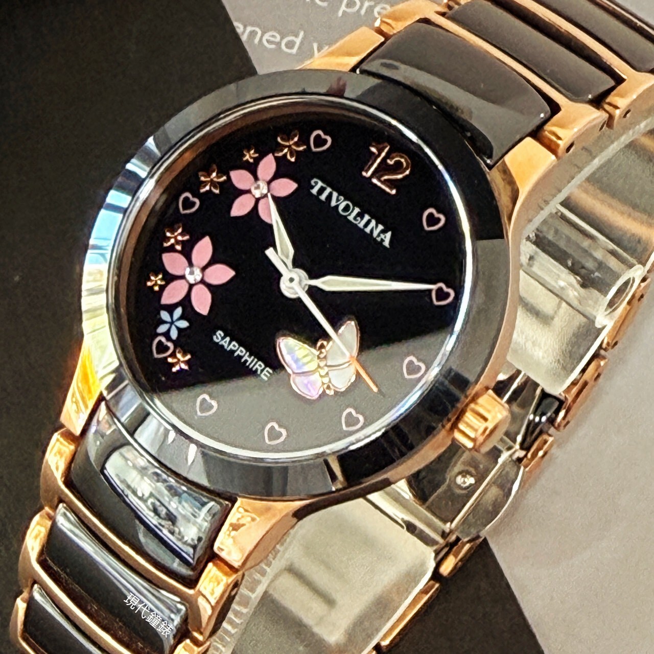 【TIVOLINA小紅帽】蝴蝶飛舞半陶瓷腕錶MAT3739-KP 33mm 現代鐘錶