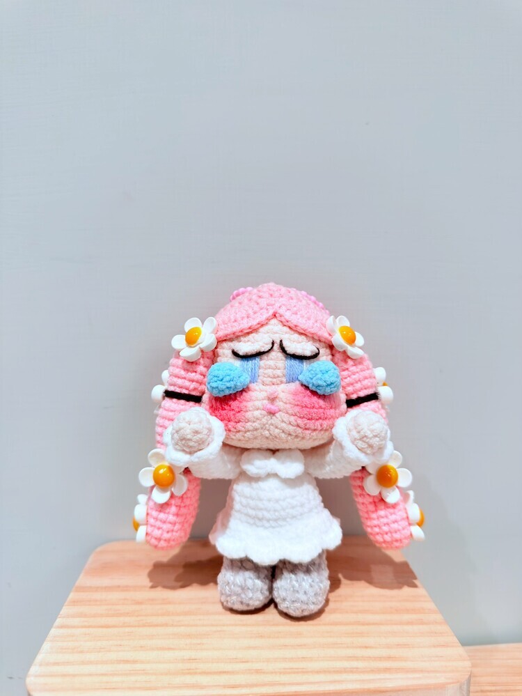 預購016-花朵粉頭髮眼淚哭娃吊飾『約15cm』『預購時間45-90天』