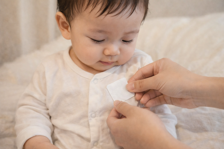 BB 鼻舒貼使用方法,貼於衣領或胸口位置