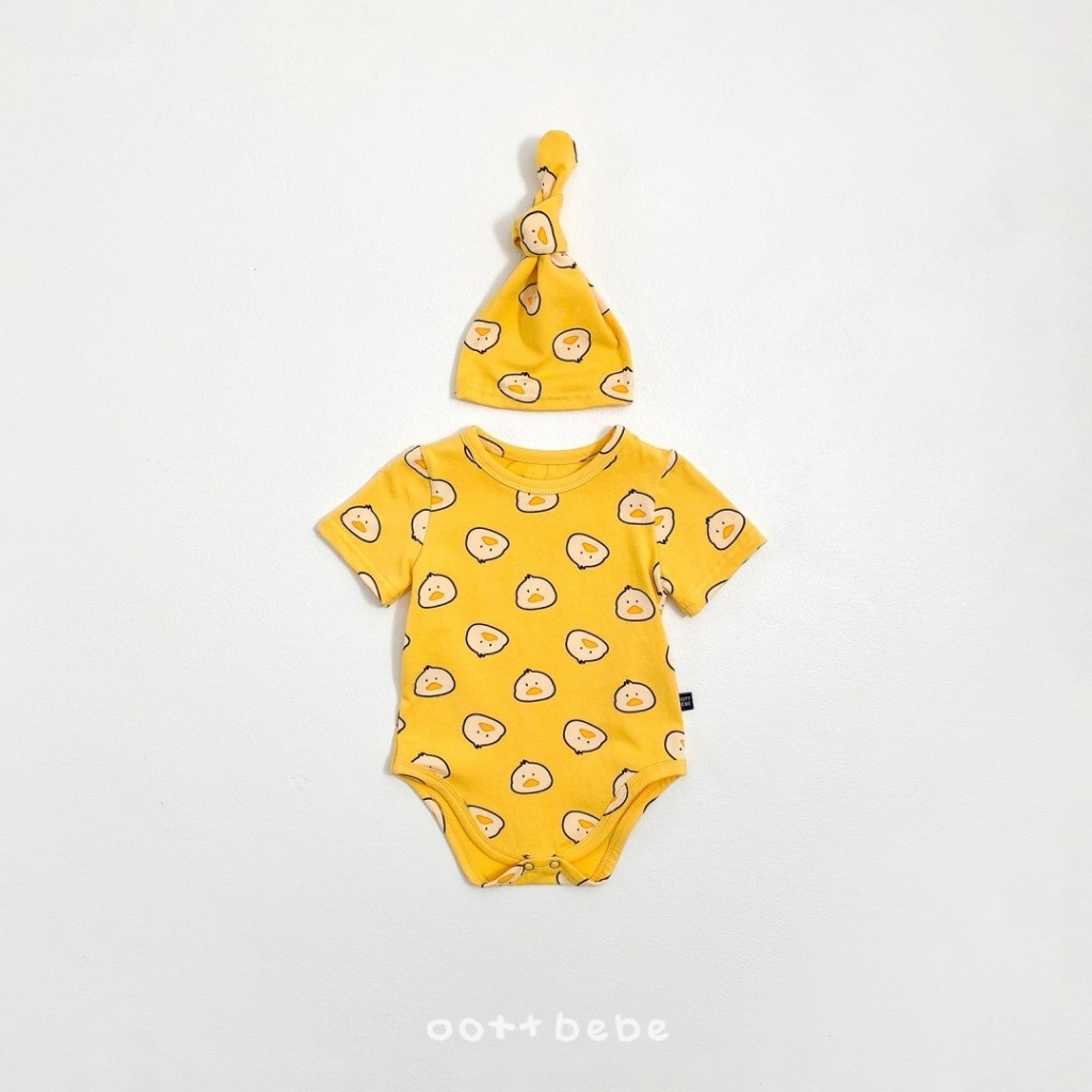 韓國🇰🇷OOTTBEBE 童趣滿版印花包屁衣附帽(BS-BM)