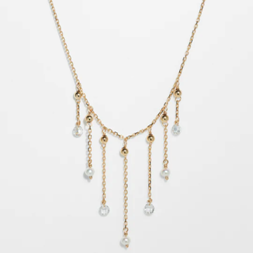 1YA0326-359 [YAY PARIS] Luna Necklace 18K Gold White Diamond & Cultured Pearl #510palunJ118 (EU)