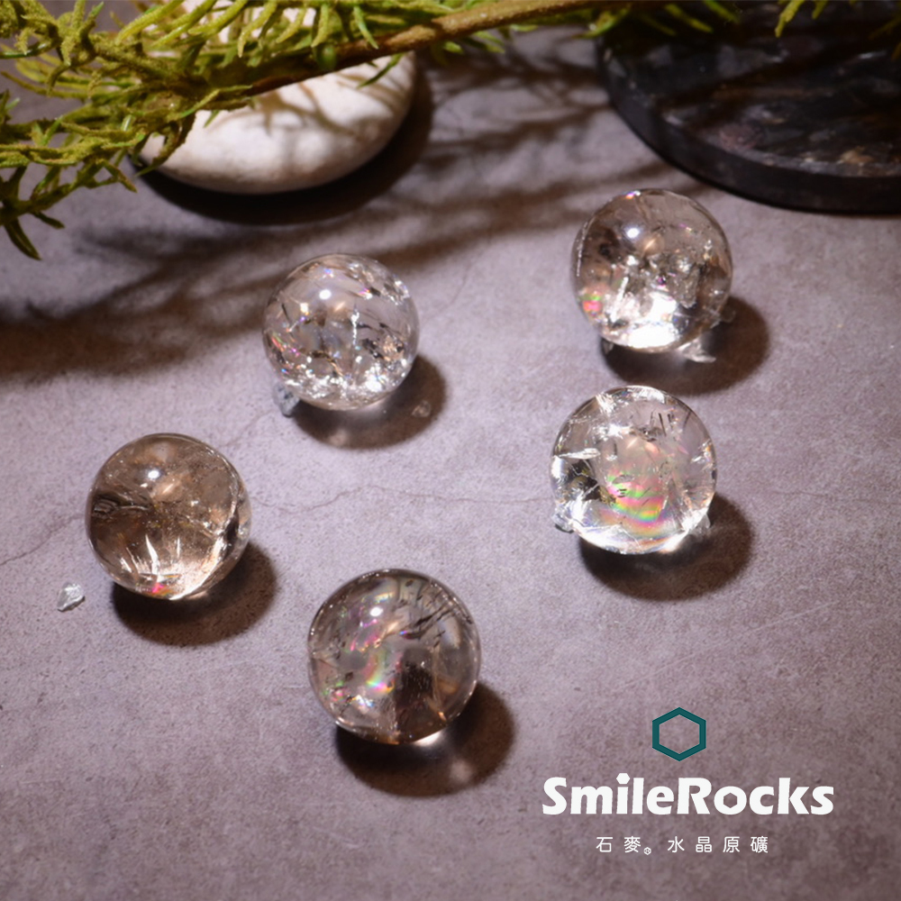 【石麥SmileRocks】茶水晶帶彩虹光球