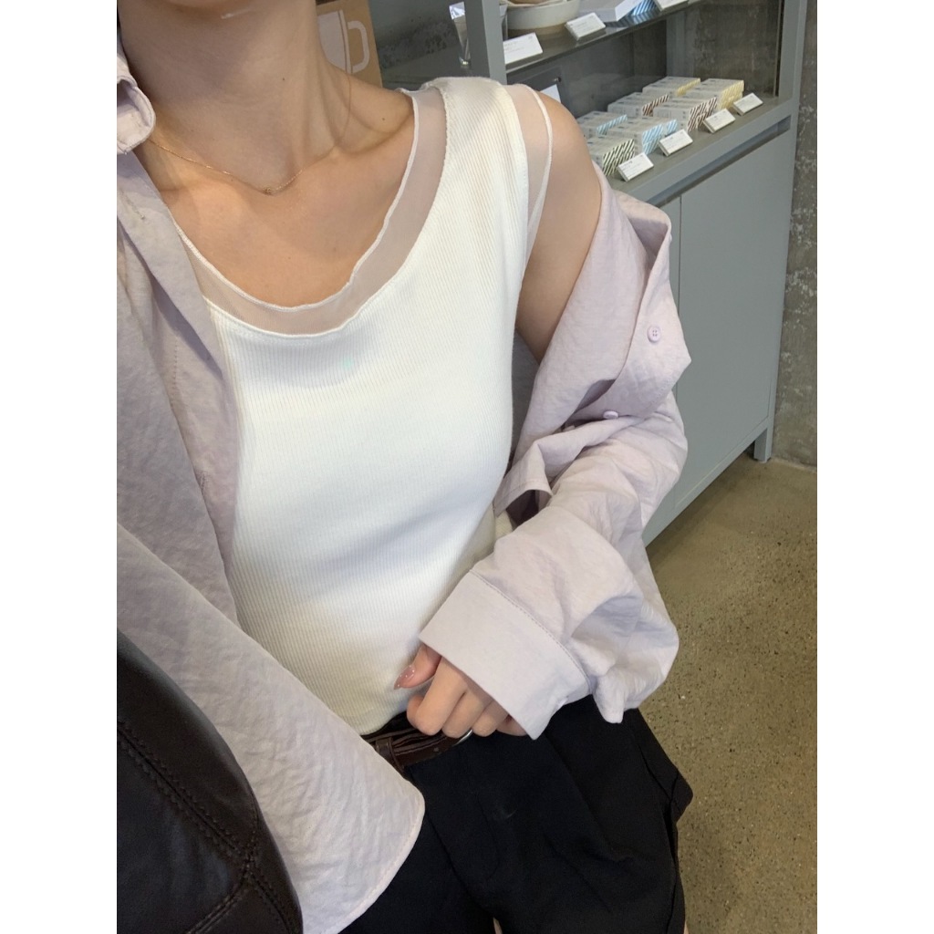 【imfine】溫柔入春的蕾絲拼接背心 #8513