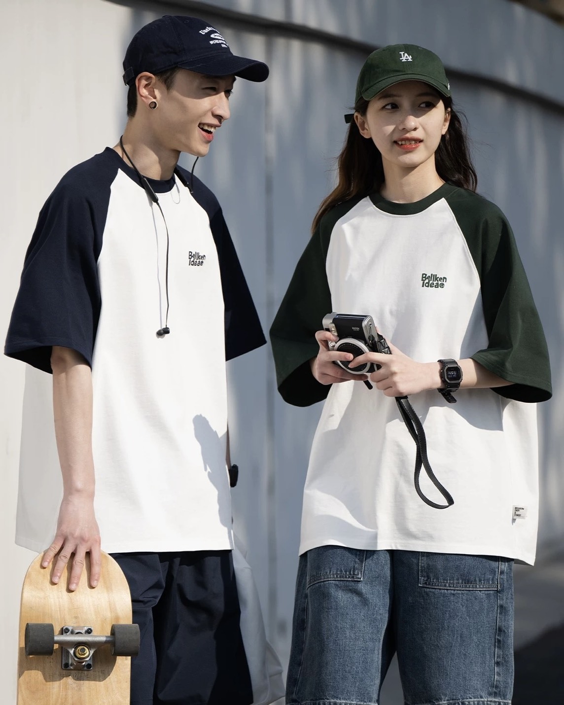 #預購 BELLKENIDEA 重磅純棉300g 日系少年感 插肩袖拼接 寬鬆 打底衫 短踢 六色