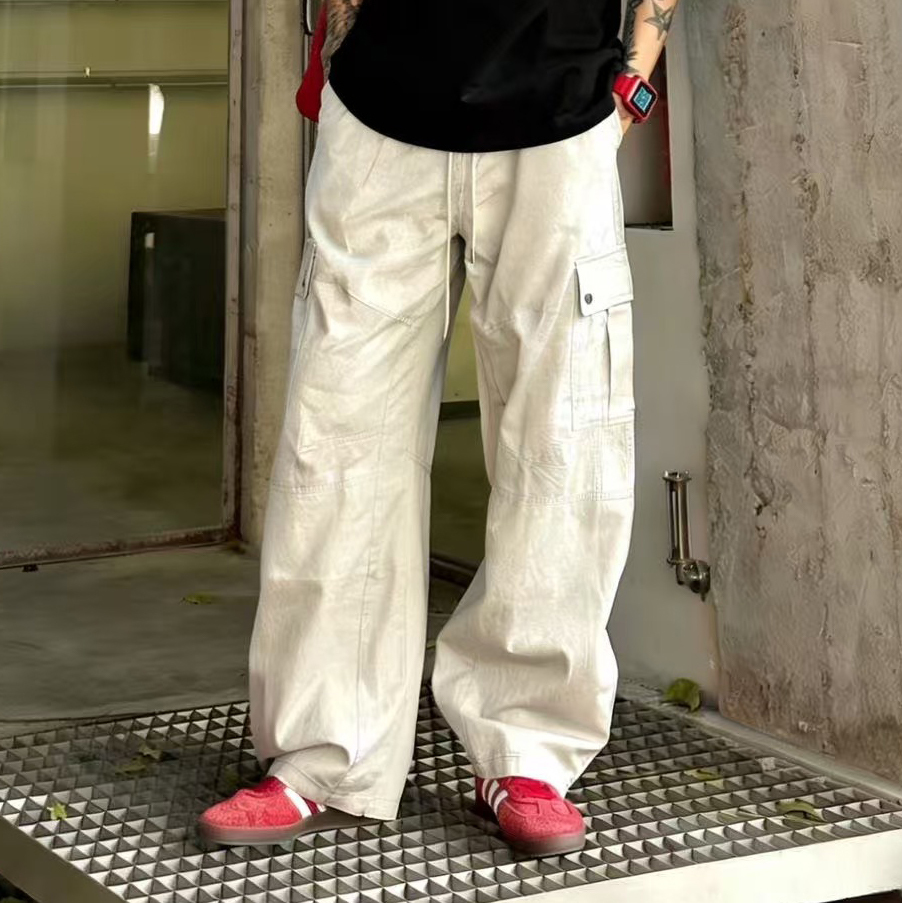 XCTRL 闊腿灰質工裝長褲-灰