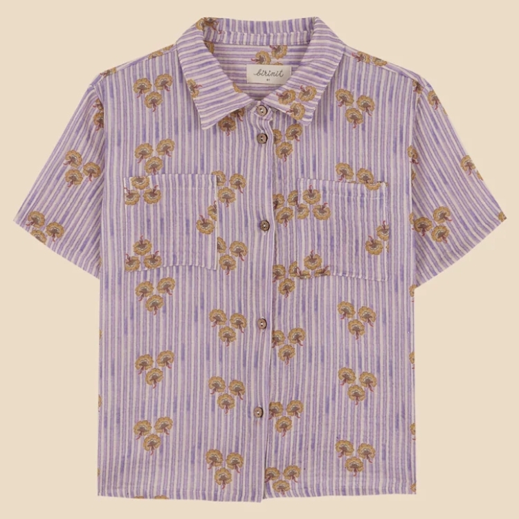 BIRINIT PETIT 紫色條紋印花襯衫 Cinca pockets shirt boy
