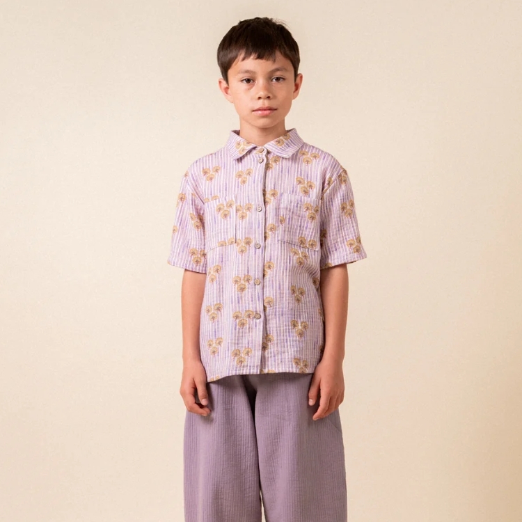 BIRINIT PETIT 紫色條紋印花襯衫 Cinca pockets shirt boy