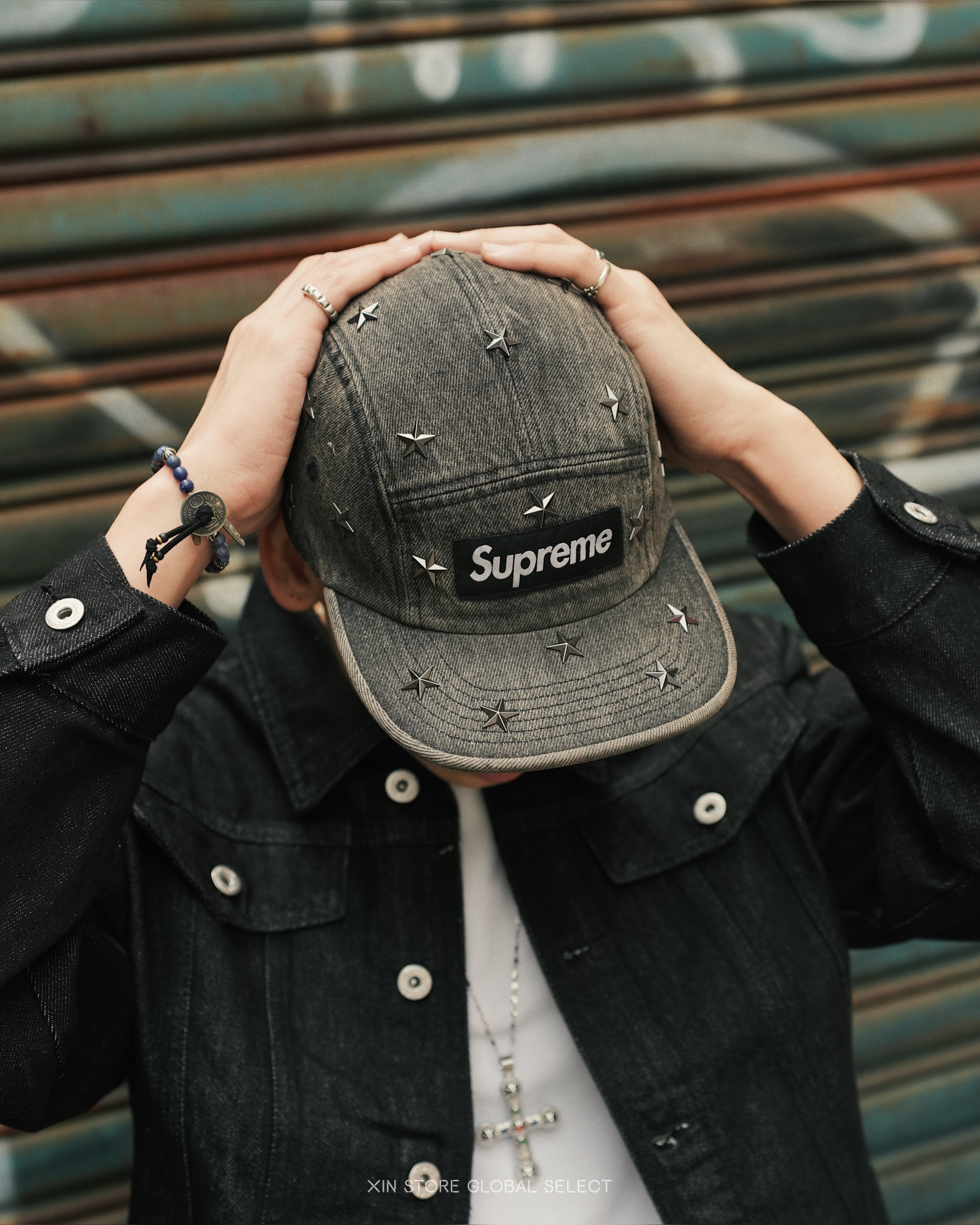 <現貨!!全球已缺貨>Supreme 26SS Stars Denim Cap 星星 鉚釘 單寧 五分割帽 兩色