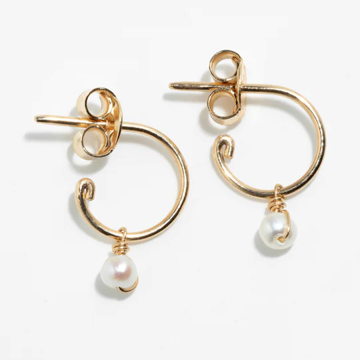 1YA0326-363 [YAY PARIS] Sia Creole Earrings 750‰ Gold Cultured Pearl#301sisiaJ01 (EU)