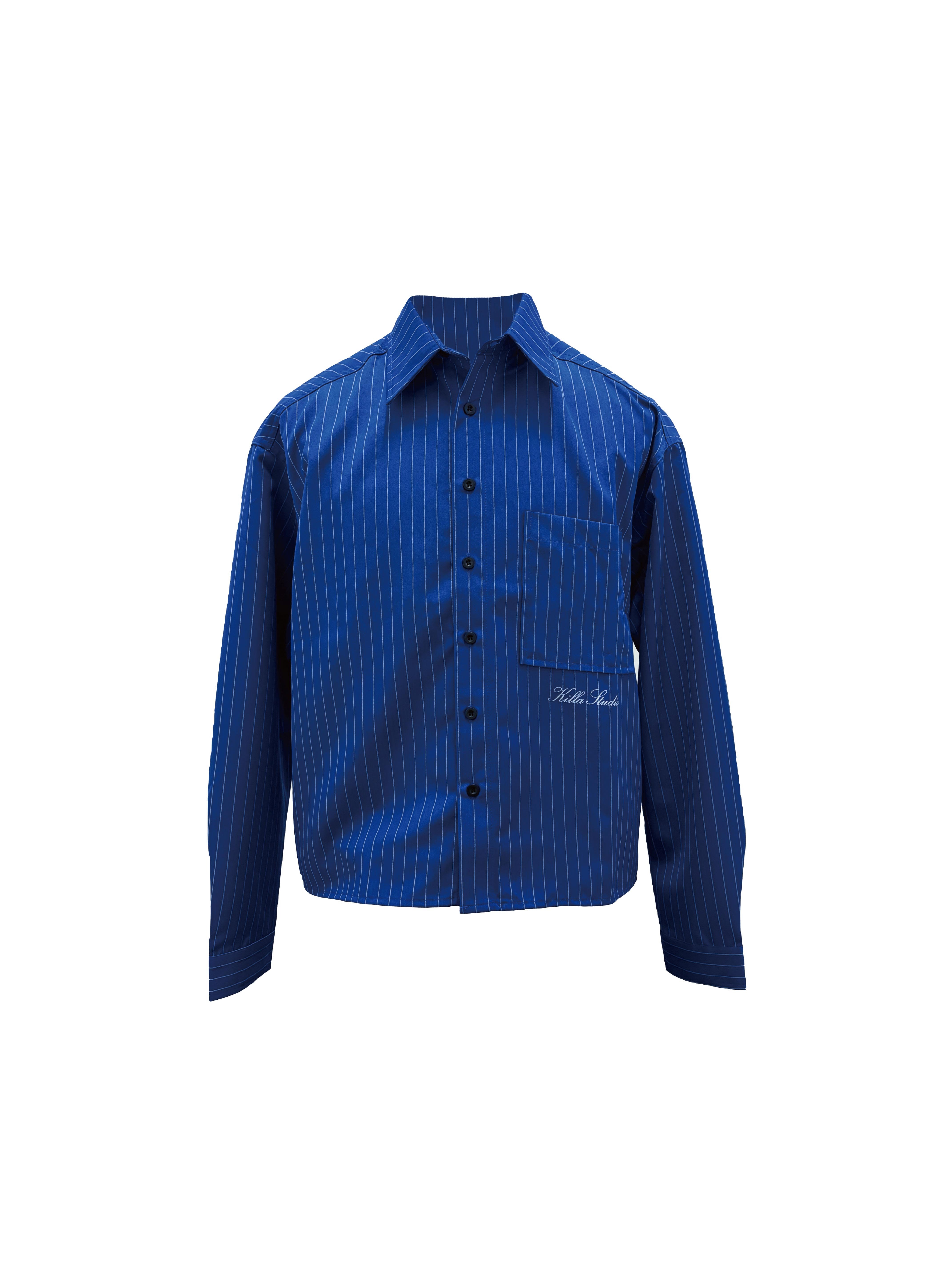 Fashion Killia PINSTRIPE BOXY SHIRT 大直紋 標語 襯衫