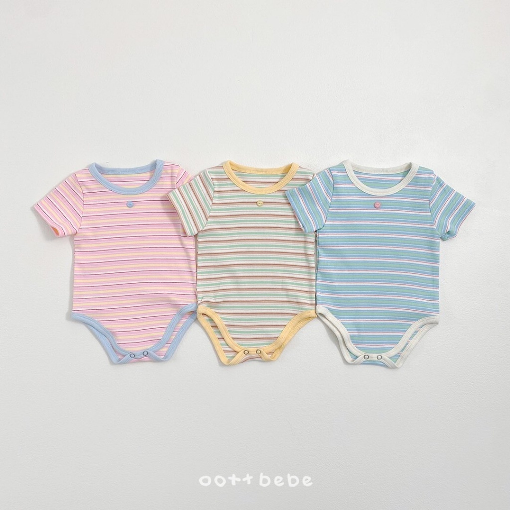 韓國🇰🇷OOTTBEBE 粉彩條紋包屁衣(BS-BM)