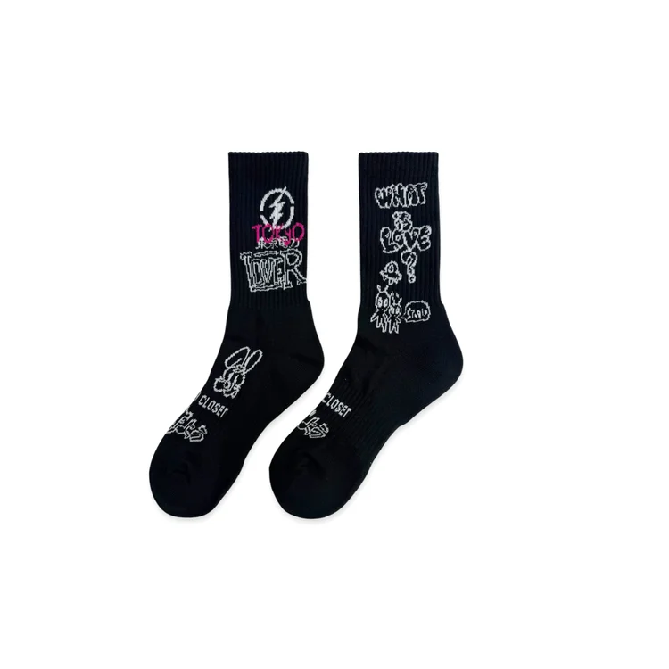 2nd Closet "TOKYO LOVERS GRAFFITI" Socks - Black