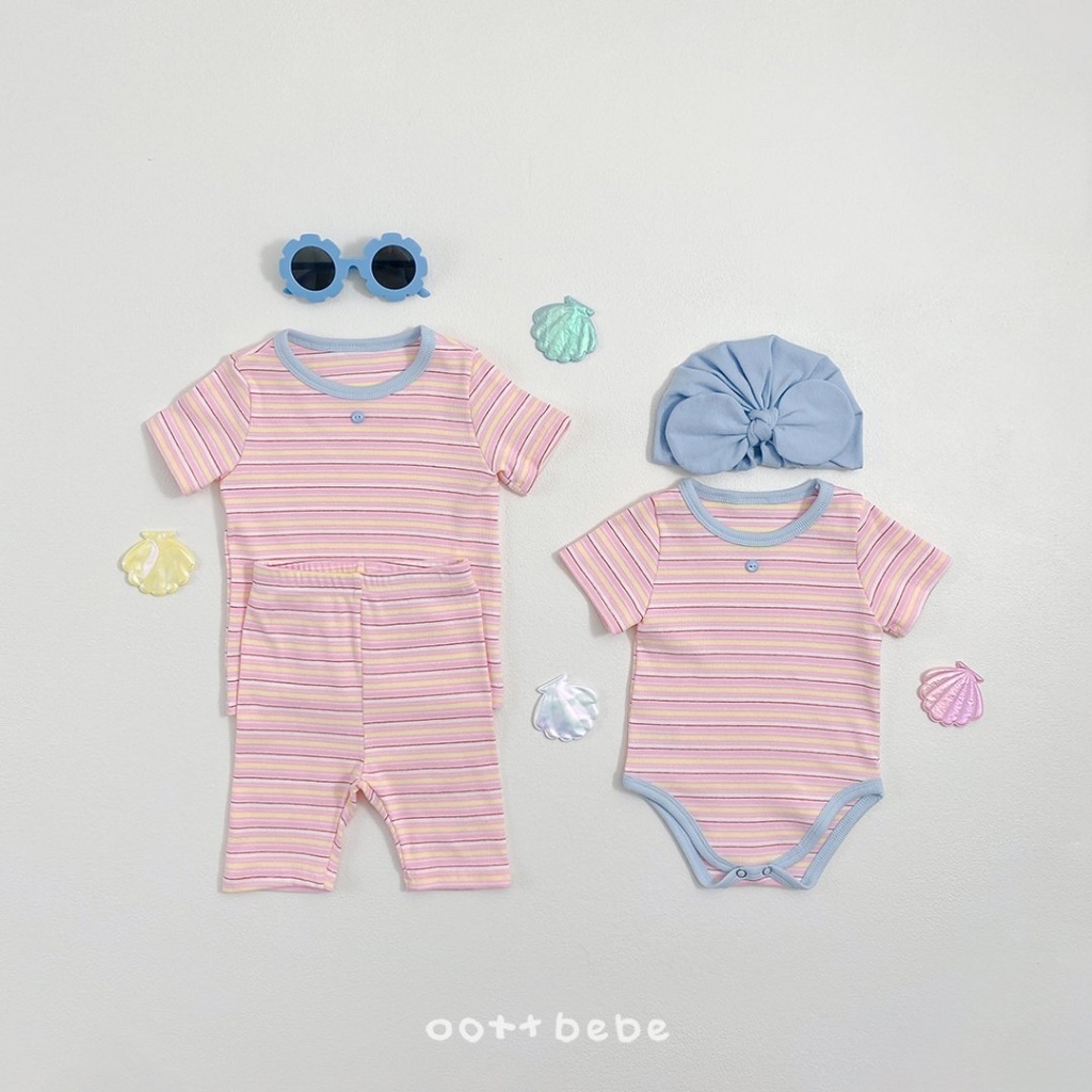 韓國🇰🇷OOTTBEBE 粉彩條紋家居服(XS-XL)