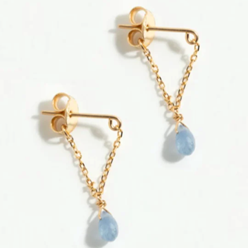 1YA0326-366 [YAY PARIS] Mia Essential Chain Earrings 18K Gold Light Blue Sapphire #302pdesJ78 (EU)