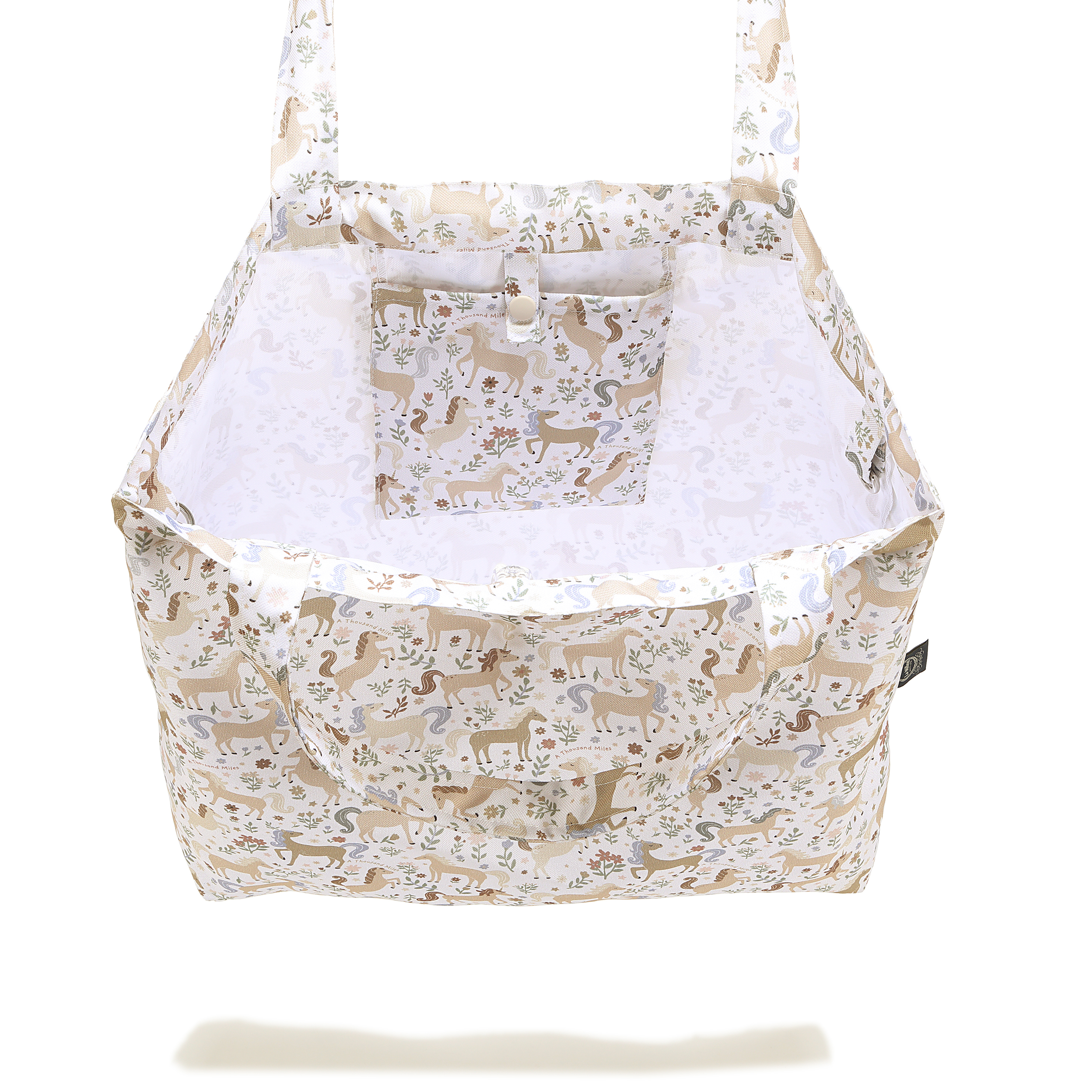 La Millou波蘭 FEERIA 多功能時尚媽媽束口購物袋｜九天朵朵馬(藍底)