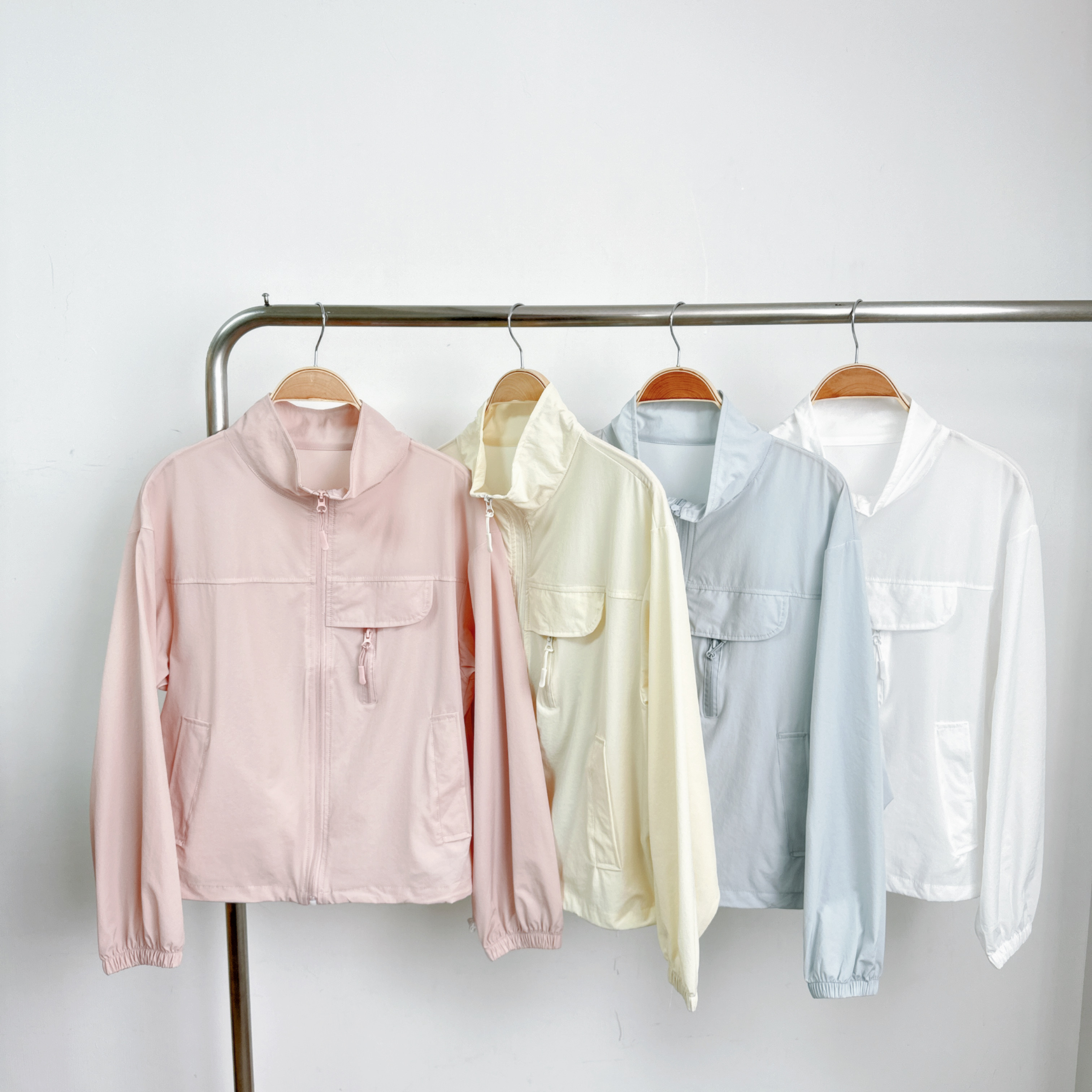 【預訂】拉鍊假口袋小企領索繩腳中版風褸 (G77-G80)