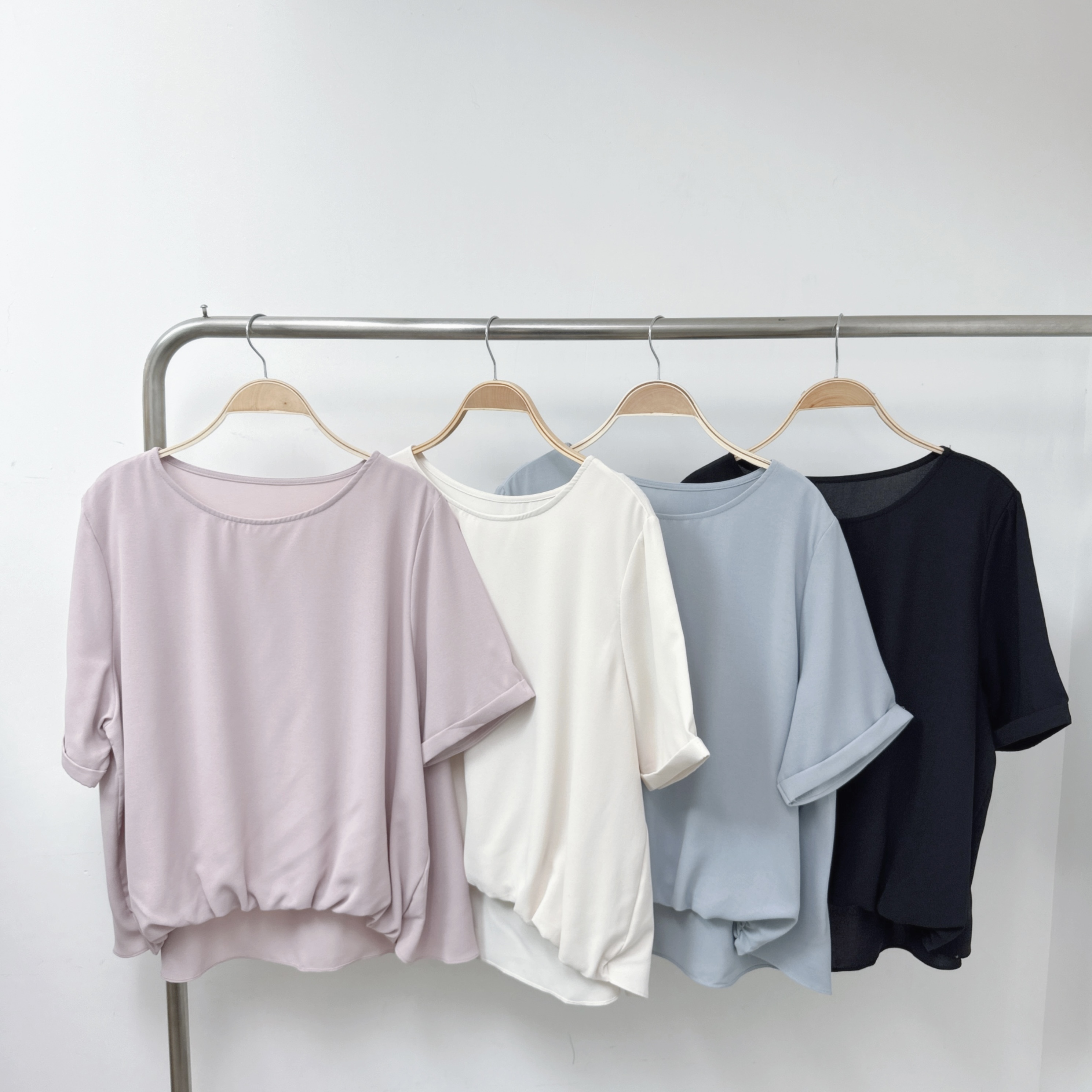 ⭐️⭐️【預訂】前橡筋泡泡腳摺袖薄梭織TOP (K34-K37)