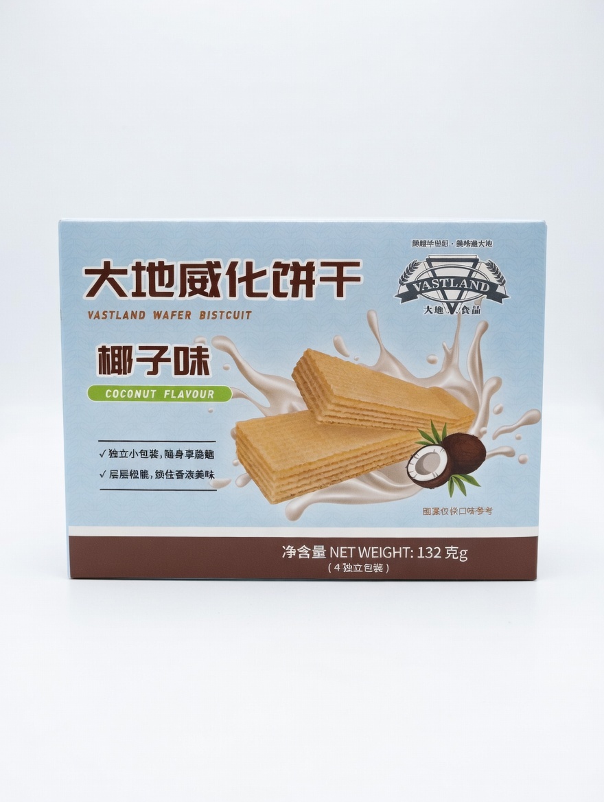 大地食品 彩盒庄椰子味威化