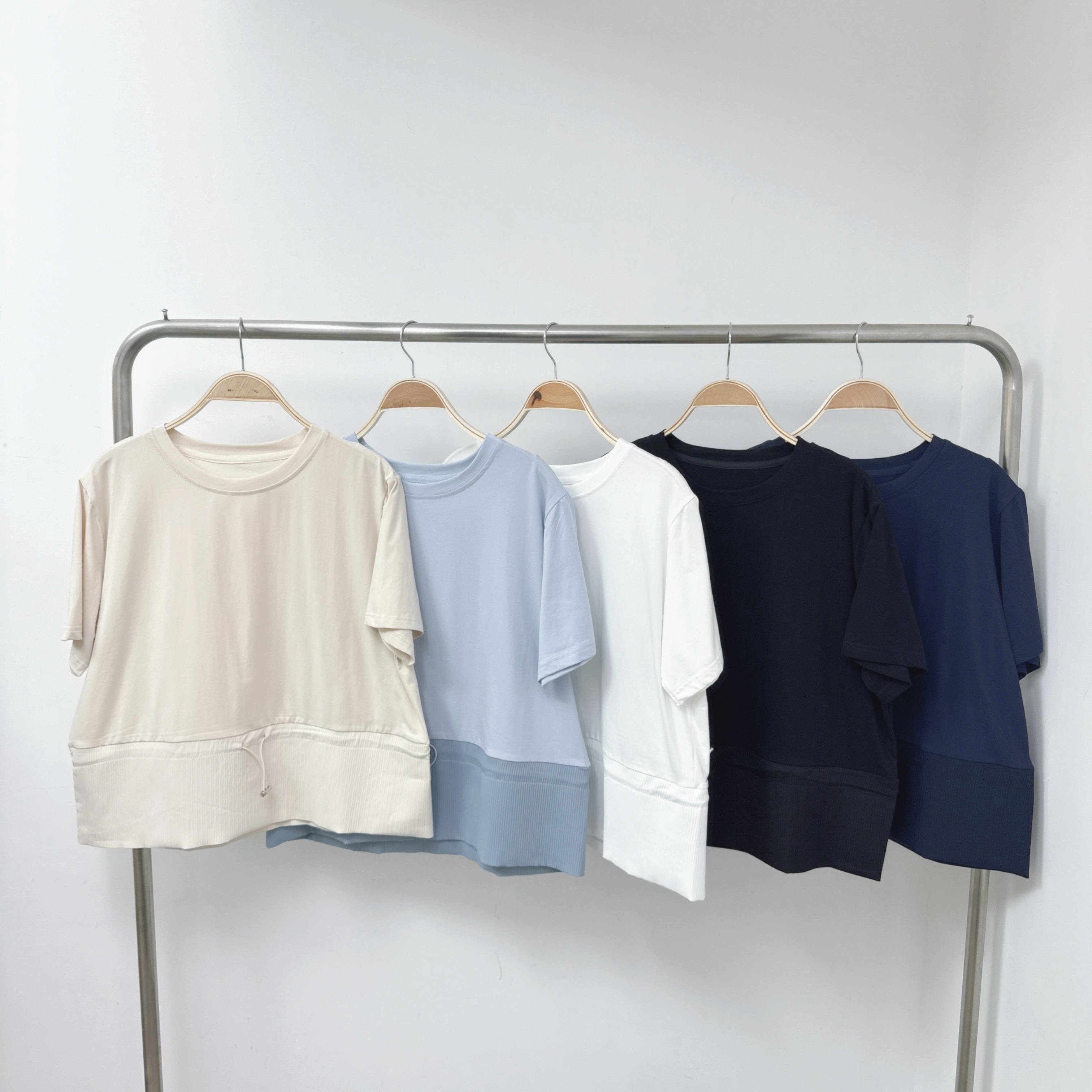 ⭐️⭐️【預訂】肚位索繩壓紋拼腳棉TOP (K29-K33)