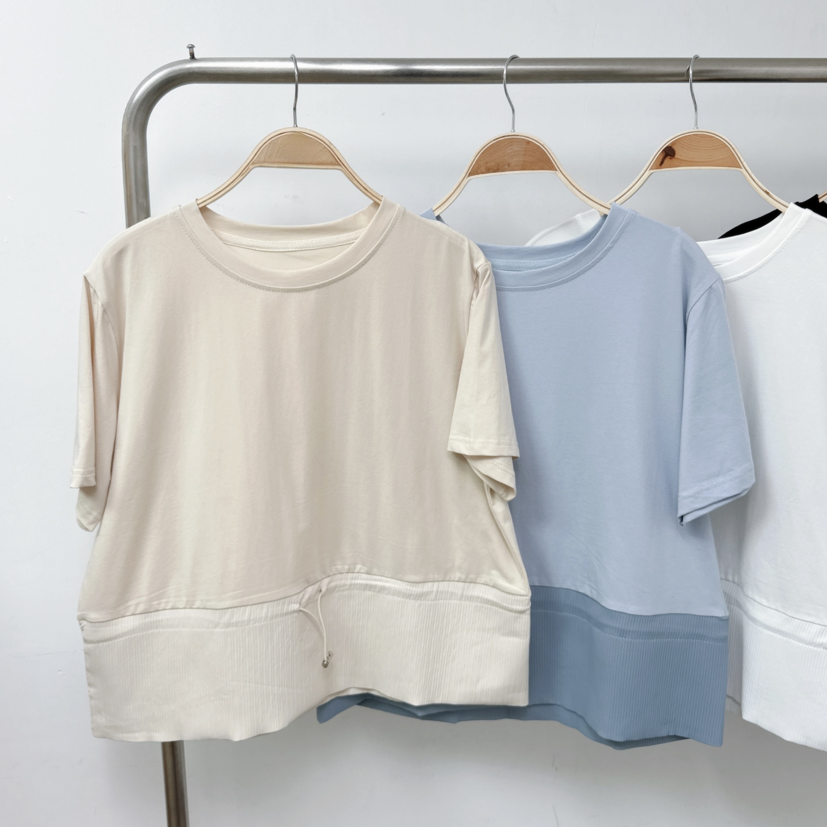 ⭐️⭐️【預訂】肚位索繩壓紋拼腳棉TOP (K29-K33)